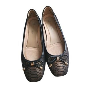 Naturalizer Dove Wedge Ballet Flats In A Bronze Or Brown Snake Size 8.5M